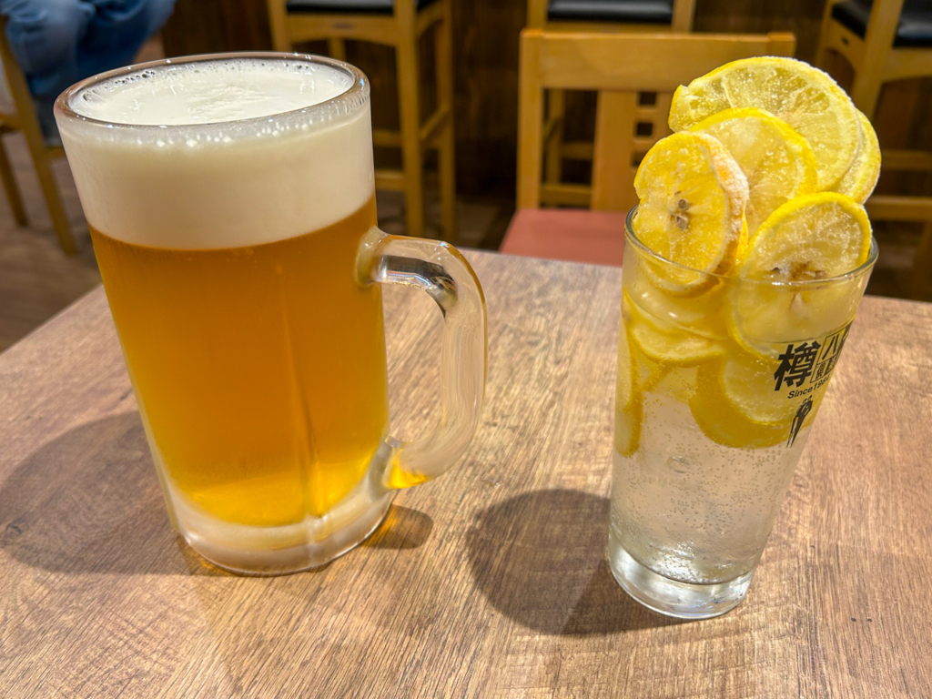 ビールと瀬戸内レモンチューハイ